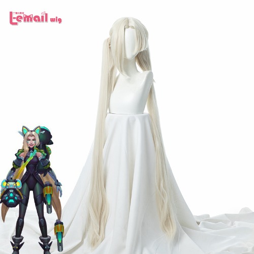 L-mail-Peluca de cabello sintético de juego LOL The Anima Squad Jinx, peluca de Cosplay de 100cm de largo con coletas, resistente al calor, para mujeres - AliExpress 