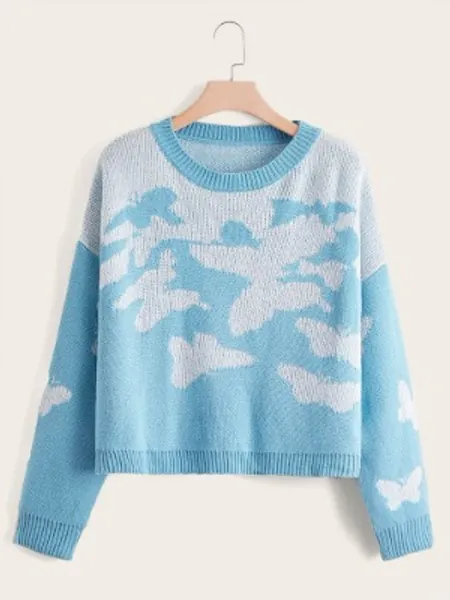 Plus Graphic Pattern Drop Shoulder Sweater