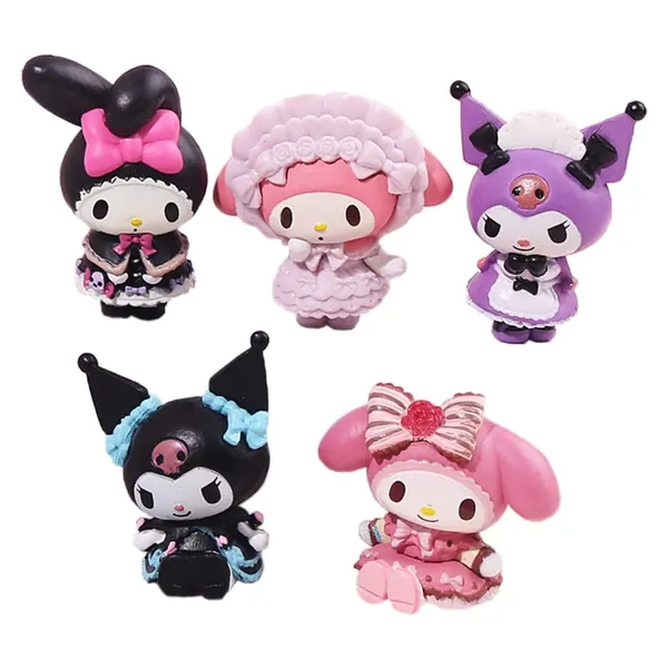 Ulbek 5/6pcs Mini Anime Figure, Cute Anime Characters Figures Set, PVC Model Figure Collection Playset, Cake Topper, Plant, Automobile Decoration, Valentine's Day Present - A
