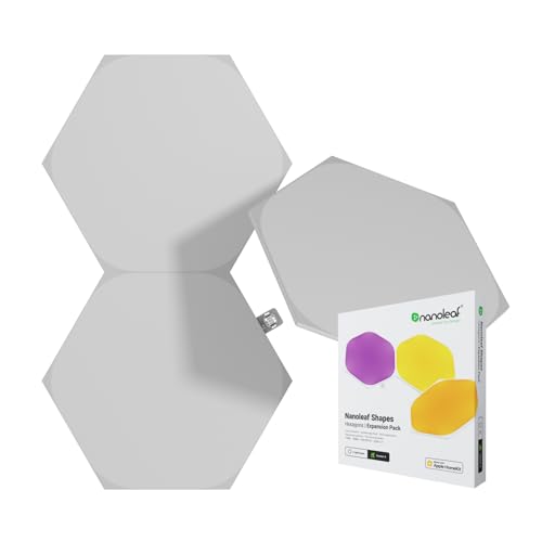 Nanoleaf Shapes WiFi and Thread Smart RGBW 16M+ Color LED Dimmable Gaming and Home Decor Wall Lights Expansion Pack Hexagons (3 Pack) - Hexagons (3 Pack)