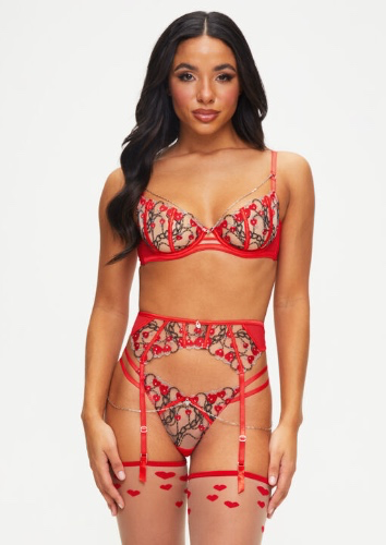 Red Heart Jewelry Lingerie Set