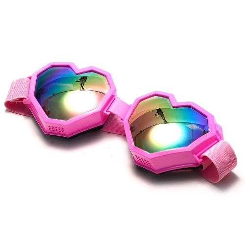 Heart Shaped Sunglasses Fashion Ski Goggles Oversize Love Glasses for Women Men with Gradient Lens Fun Eyewear Eyeglass - Pink/Colorful Mirrored Lens
