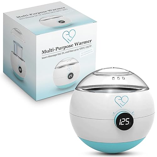 Multi-Purpose Electric Massage Gel & Oil Warmer, Wax Melter, Includes Aluminum Warming Pot (16.9 fl oz), Knob Dial To Adjust Temperature (95F to 257F), With LCD Screen