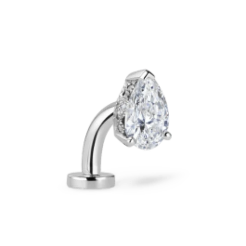 Pear Diamond Engraved Navel Floater