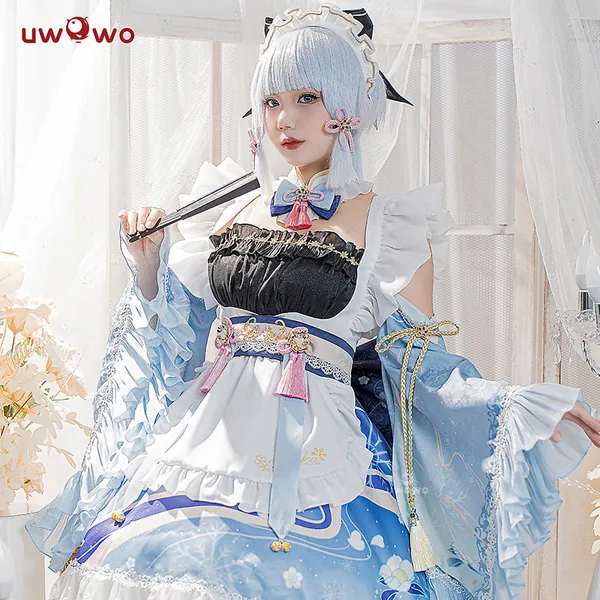 【Pre-sale】Uwowo Genshin Impact Fanart Ayaka Maid Dress Cosplay Costume | Set A 2XL