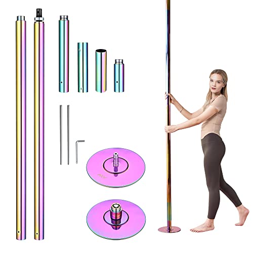 AW Portable 9/10/11FT Dance Pole Kit 45mm Removable Dancing Pole Professional Static Spinning Pole Dancing Pole for Home Party Pub Exercise, Max Load 1102 Lbs, Silver/Black/Colorful/Gold - Colorful - 9FT