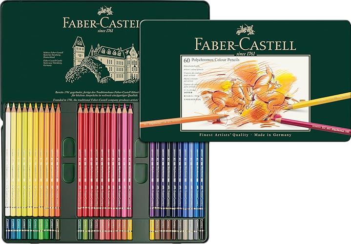 Faber-Castel 110060 Polychromos Colored Pencil Set In Metal Tin, 60 Pieces - 60 Count (Pack of 1)