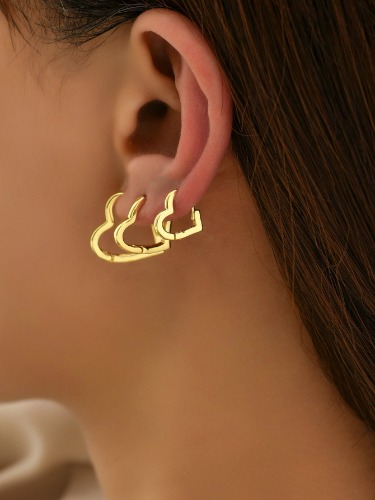 3pcs/set Heart Design Hoop Earrings