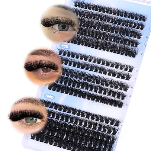 Zegaine Fluffy Lash Clusters Wispy Lash Extensions Thick Volume Eyelash Extension DIY Lash Extension Cat Eye Lash Clusters Natural Individual Cluster Lashes 270Pcs 60D+80D+100D 10-18MM - B- 60D+80D+100D