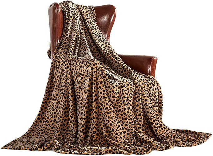 MERRYLIFE Throw Blanket Plaid Sherpa | Ultra-Plush Soft Colorful Oversized | Decorative Couch Travel Blanket | Queen Size(90" 90", Cheetah) - Cheetah - 90"90"