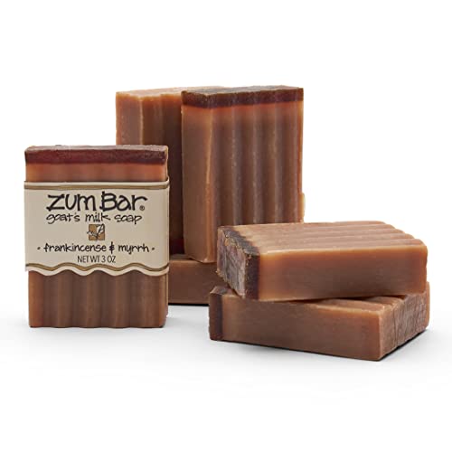 Indigo Wild Zum Goat's Milk Soap Bar - Bar Soap for Hands & Body Made with Essential Oils - 3 oz - Frankincense & Myrrh (6 Pack) - Frankincense and Myrrh - 3 Ounce (Pack of 6)