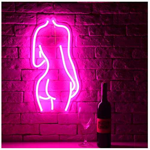 Lady Back LED Neon Sign Lights, Silica/Acrylic, Size 19.6''x10.4'' Art Decorative Lights (Pink)