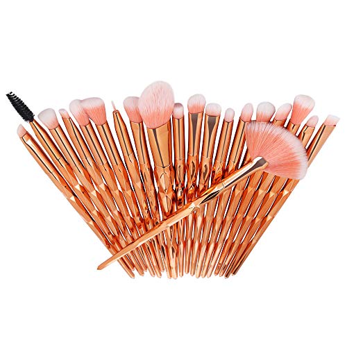 Make up Brushes, Nincee 20pcs Premium Cosmetic Makeup Brush Set for Blending Foundation Powder Blush Concealers Highlighter Eye Shadows Brushes Kit (Rose Gold) - Rose Gold