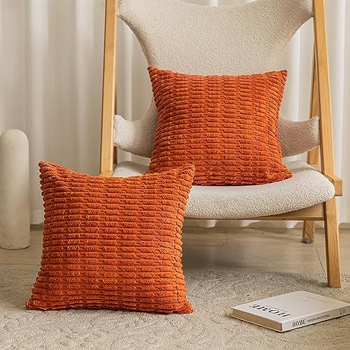 Home Brilliant Burnt Orange Cushion Covers for Sofa Bed, Large Cushion Covers 60cm x 60cm for Living Room Bedroom, Orange Cushions 60x60, Set of 2, Burnt Orange - 60x60 CM, 2 Pcs - Burnt Orange