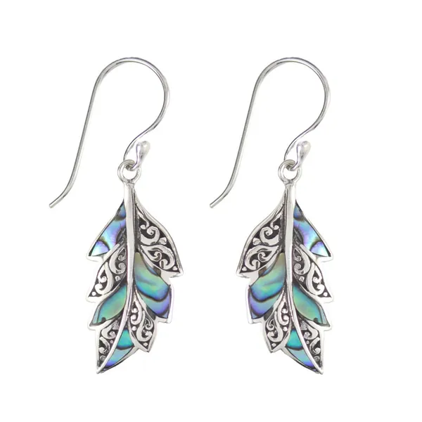 Leaf Abalone Earrings - Natural Paua Abalone Teardrop Earring - Bali Sterling Silver Shell Earrings - Boho Summer Jewelry - Gift For Her