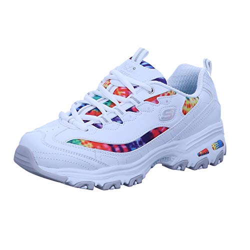 Skechers Women's D'Lites Summer Fiesta Trainers - 4 UK - White Leather Multi Mesh White Trim