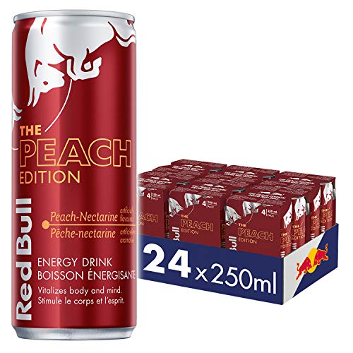 Red Bull Energy Drink, Peach-Nectarine, 250ml (24 Pack) - Peach - 250ml (Pack of 24)