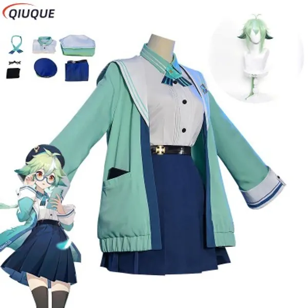 Saccharose Cosplay Kostüm Perücke Genshin Auswirkungen Saccharose Frauen Nette JK Uniformen Spiel Anzug| |   - AliExpress
