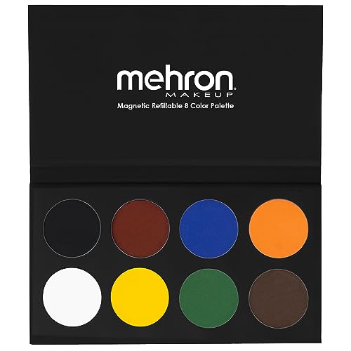 Mehron Makeup Paradise Makeup AQ 8 Color Basic Palette | Magnetic Refillable Body Paint & Face Paint Palette | Professional Water Activated Makeup for Costumes, SFX, Halloween, & Cosplay - Basic