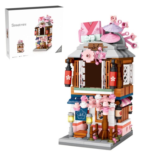 YYSS Japanese Street Kimono Shop Street View Architecture Building Set, 418Pcs Modular House Construction Toy Sets for Kids and Adults, Compatible with Lego
