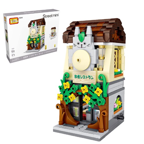 Japanese Street View Shop Bricks, Mini DIY Building Blocks Model MOC Construction Toy. (Not Compatible with Small Particle Bricks) (Japanese Restaurant)