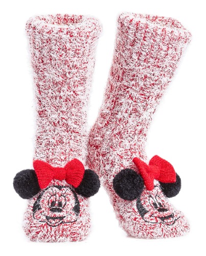 Disney Fluffy Slipper Socks for Women, Minnie Mickey Stitch Gifts