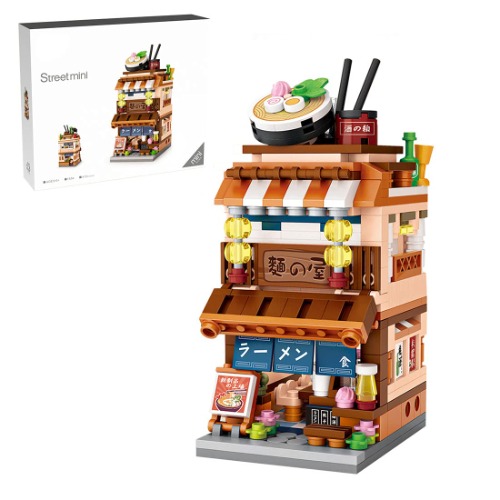 TOYSHOP Modular House Building, Japanese Street View Ramen Shop Mini Building Blocks, Not Compatible with Lego City - 412Pcs