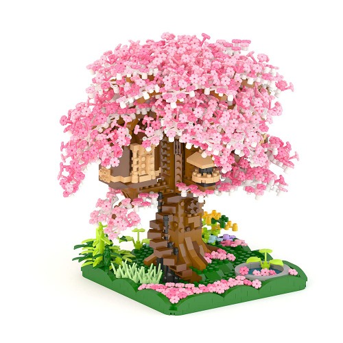 Nano-Mini Sakura House Building Blocks,Micro Blocks 3D Puzzle DIY Model Brick,Suitable for Children, Office Living Room Crafts Decoration