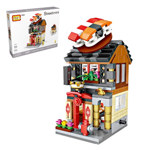 Japanese Street View Shop Bricks, Mini DIY Building Blocks Model MOC Construction Toy. (Not Compatible with Small Particle Bricks) (Sushi Restaurant)