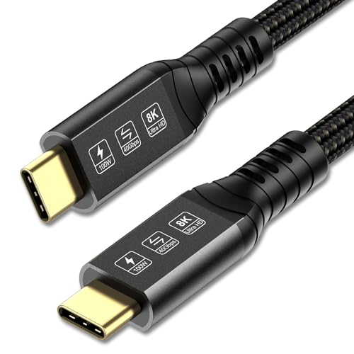 ConnBull Thunderbolt 4 Cable 40Gbps TB4 USB Type C Cable Supports PD 100W/ 8K@60Hz Compatible Thunderbolt 3/ USB4, MacBook, iMac, Hub, Dock (3.3FT) - 3.3FT