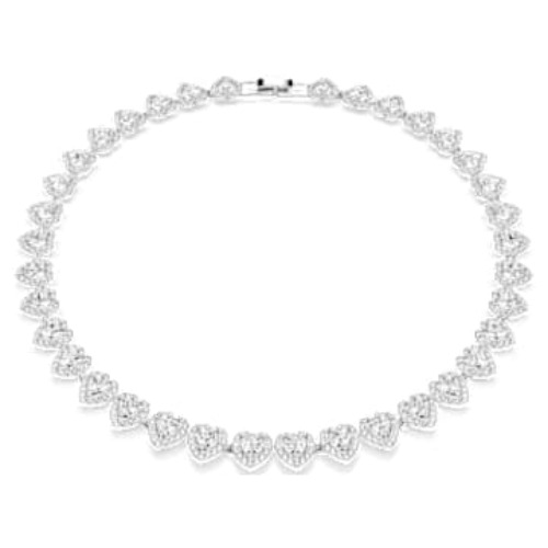 Ariana Grande x Swarovski Tennis necklace, Mixed cuts, Heart, White, Rhodium plated