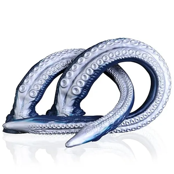 Nothosaur【Abyss II】 17.7 inch Long x 1.6 inch Wide Tentacle Dildo Depth Probe Training Anal Butt Plug- Soft Platinum Silicone - Handmade Fantasy Dildo with Suction Cup - Catalina Blue - S - Catalina Blue - S