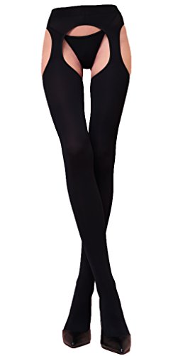 WOOTI TIGHTS collant porte-jarretelles incorporé MESSICANA 100 den - M - NERO