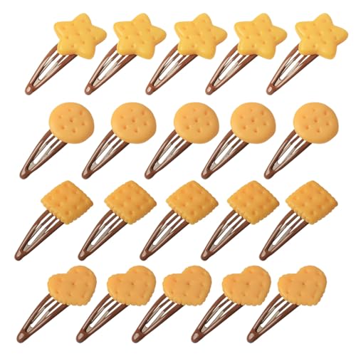 Ximimark 20 pcs Biscuit Shape Hair Clip Simulation Cookies Biscuit Snap Clip Side Clip Non-slip Bangs Clip Creative Hair Accessories