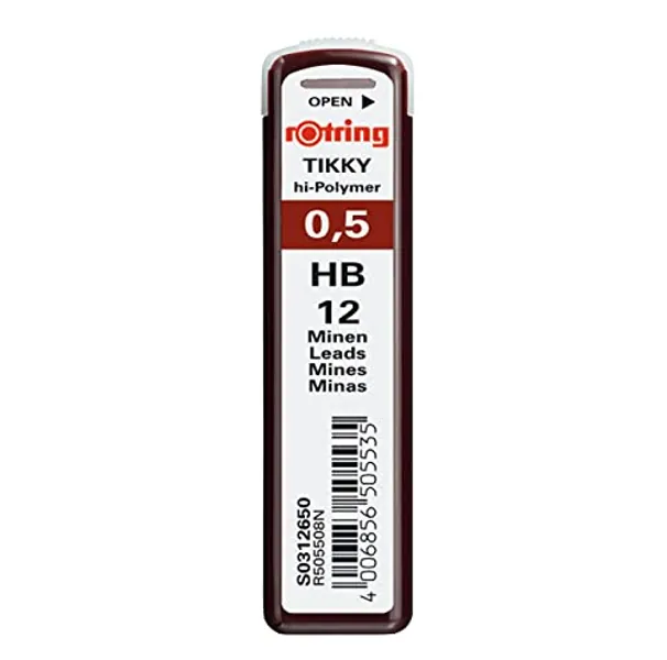 rOtring Tikky hi-Polymer Lead Refills, 0.5 mm, HB (312650)