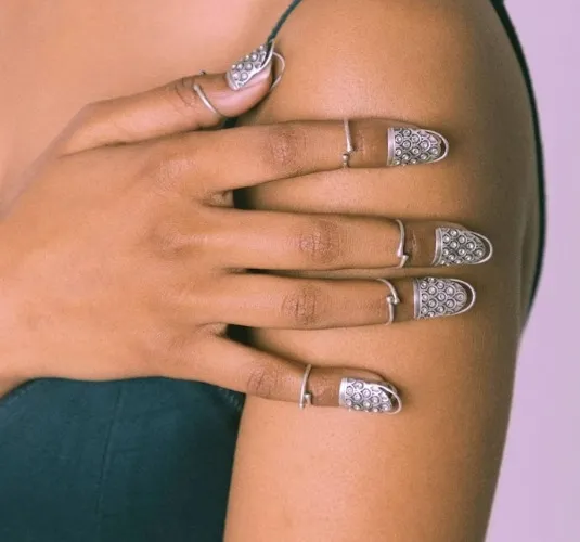 Set of 5 Silver Nail Crowns/Caps
