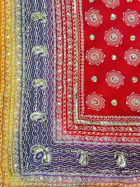 Beads Embroidery Work Vintage Sari 100% Pure Georgette Fabric Indian Sari Traditional Saree 5 yard Craft Women Party Wear Bollywood Dress