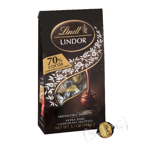 Lindt LINDOR 70% Extra Dark Chocolate Truffles, Dark Chocolate Candy with Smooth, Melting Truffle Center, Great for gift giving, 5.1 oz. Bag (6 Pack) - 70% Cocoa 30.6 oz