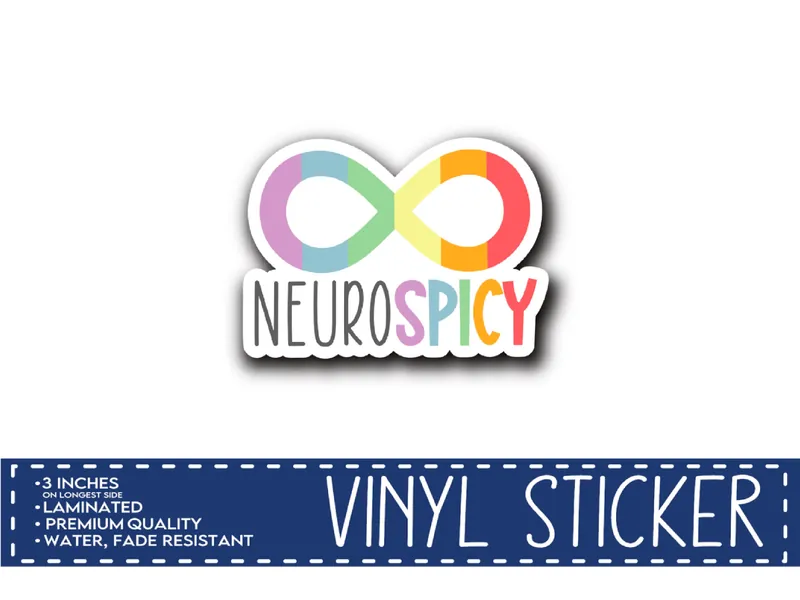 Neuro Spicy Neurodiversity Sticker, ADHD & Autism Decal, Rainbow Infinity, Diversity Gift, Spectrum Support, Neurodivergent Pride