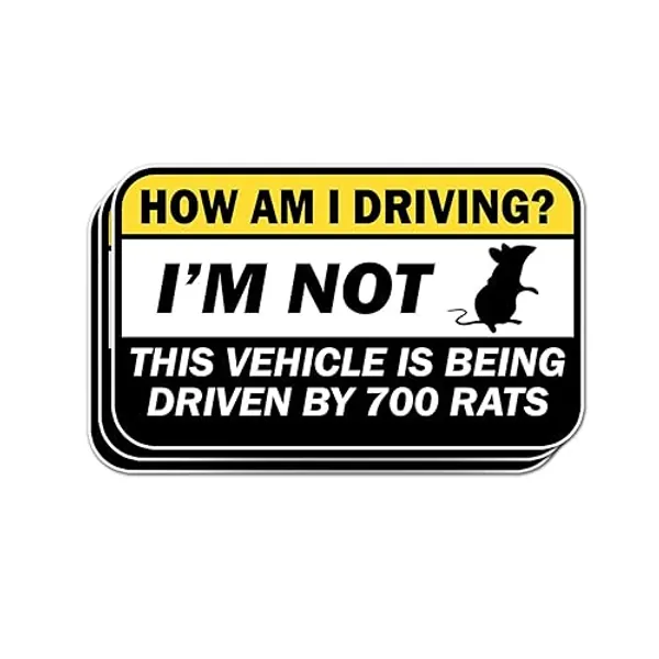 How Am I Driving Sticker Funny Bumper Decal Im Not This Vehicle is Being Driven By 700 Rats Vinyl Die Cut Sticker Water-Resistand for Car Rear View Mirror Laptop Phone Water Bottle (Customize Size) - Customize Size