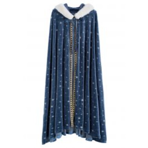 Sparkling Stars Self-Tie Velvet Hooded Cloak