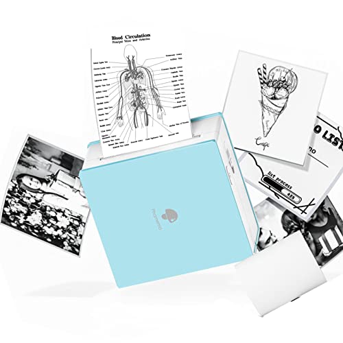 Phomemo M02 Sticker Printer- Mini Printer Portable Thermal Printer Inkless Pocket Printer Bluetooth Photo Printer for Learning Assistance, Study Notes, Journal, Fun, Work - Cyan - 1 Printer + 1 Roll Paper