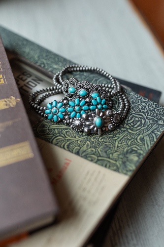 Desert Flowers Stretch Bracelet Set - Turquoise | OS