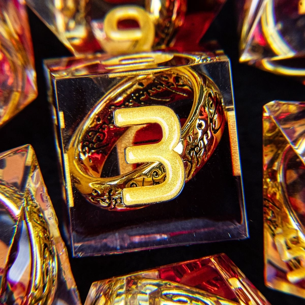 One Ring Polyhedral DnD Dice Set, Sharp Edge Dice, Lord of dice, DND Dice Set, Dungeons and Dragons, D&D Handmade Dice, Dice Gift, D20 Dice