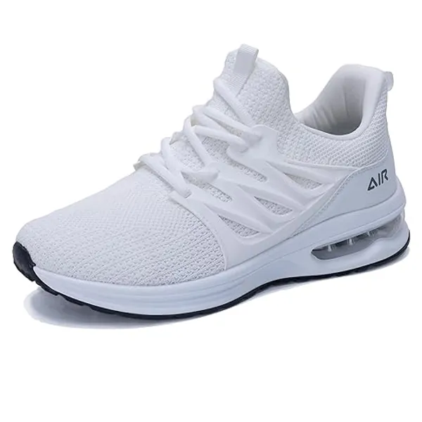 PERSOUL Mens Air Running Shoes Athletic Tennis Sneakers Lightweight Breathable Workout Gym Jogging Sport Shoes for Men Size7-13 - 11.5 - White