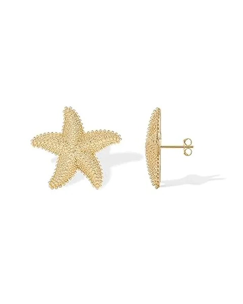 PAVOI 14K Gold Plated Starfish Statement Stud Earrings for Women | Trendy Jewelry Alluring Ocean-Themed Dangling Earrings - Yellow Gold