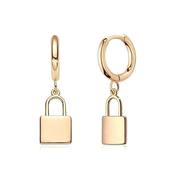 VACRONA Gold Cuff Earrings Huggie Earrings for Women 14k Gold Plated Small Huggie Hoop Earrings - golden cross