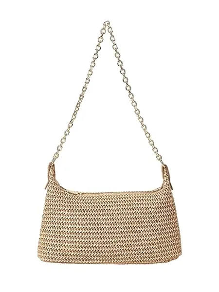 Verdusa Women's Straw Woven Shoulder Bag Tote Handbag Summer Beach Purse - One Size - Khaki