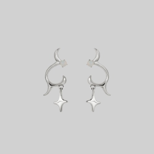 ASTRA. Abstract Waves & Stars Earrings - Silver | Silver