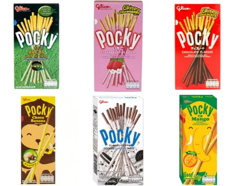 Pocky HAPPY PACK (6 packs) - Chocolate, Cookie & Cream, Strawberry, Mango, Banana, Matcha Green Tea